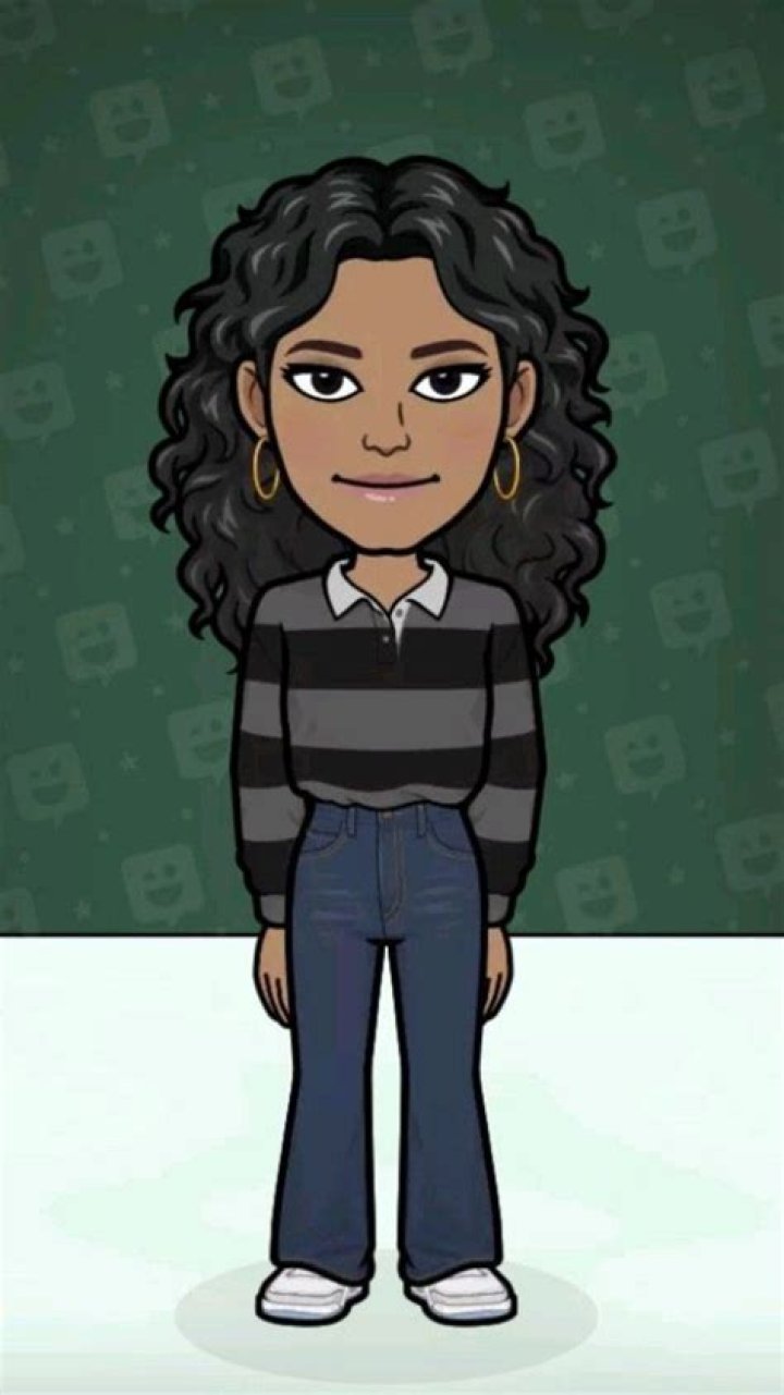 A female bitmoji is looking at a sun.