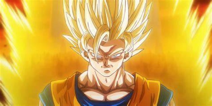 Goku is looking straight ahead in Dragon Ball Z.