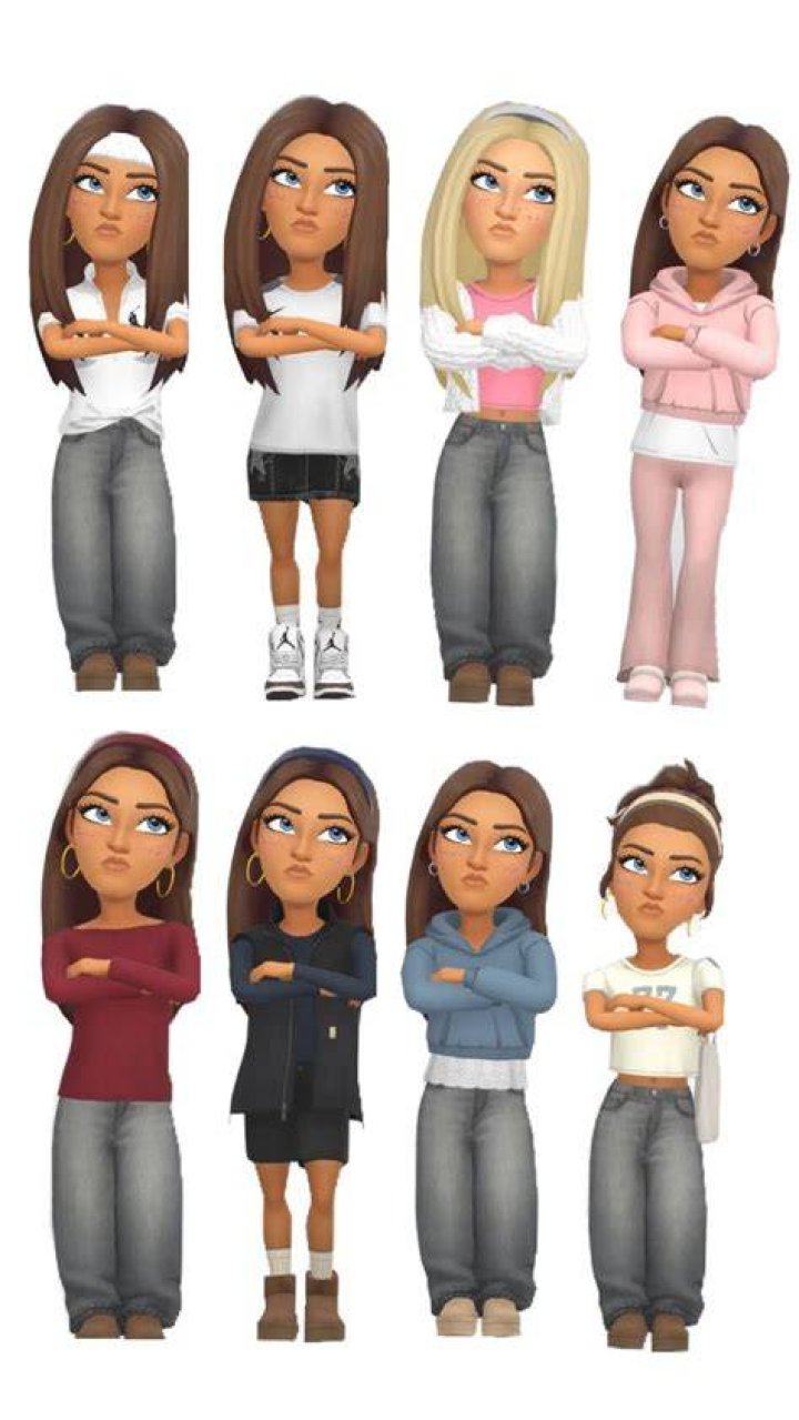 Multiple female bitmojis are sitting on different planets.