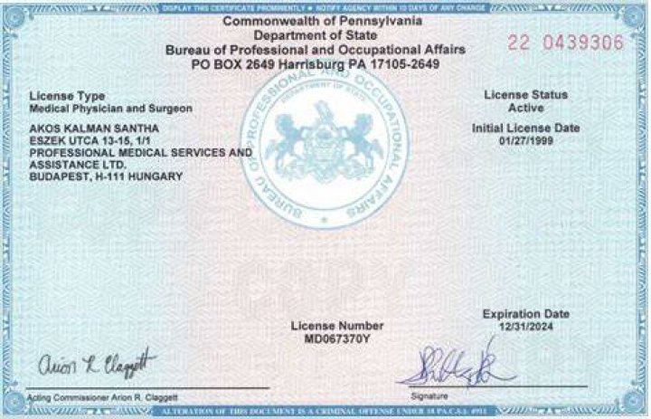 VA State Medical License